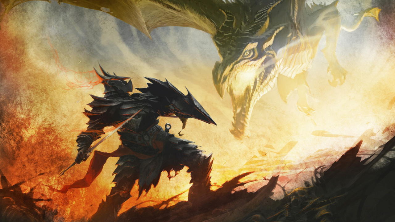 Black and Brown Dragon Painting. Wallpaper in 1280x720 Resolution