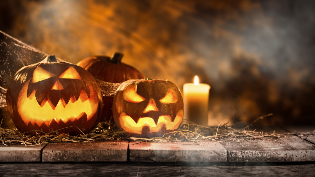 Flame, Pumpkin, Night, Light, Halloween Pumpkins. Wallpaper in 1280x720 Resolution
