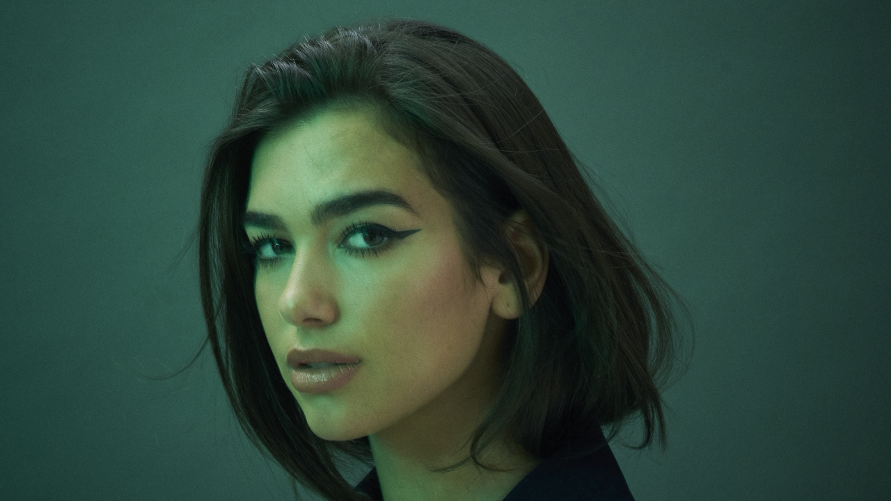 Dua Lipa, Cabello, Ceja, Peinado, Verde. Wallpaper in 1280x720 Resolution