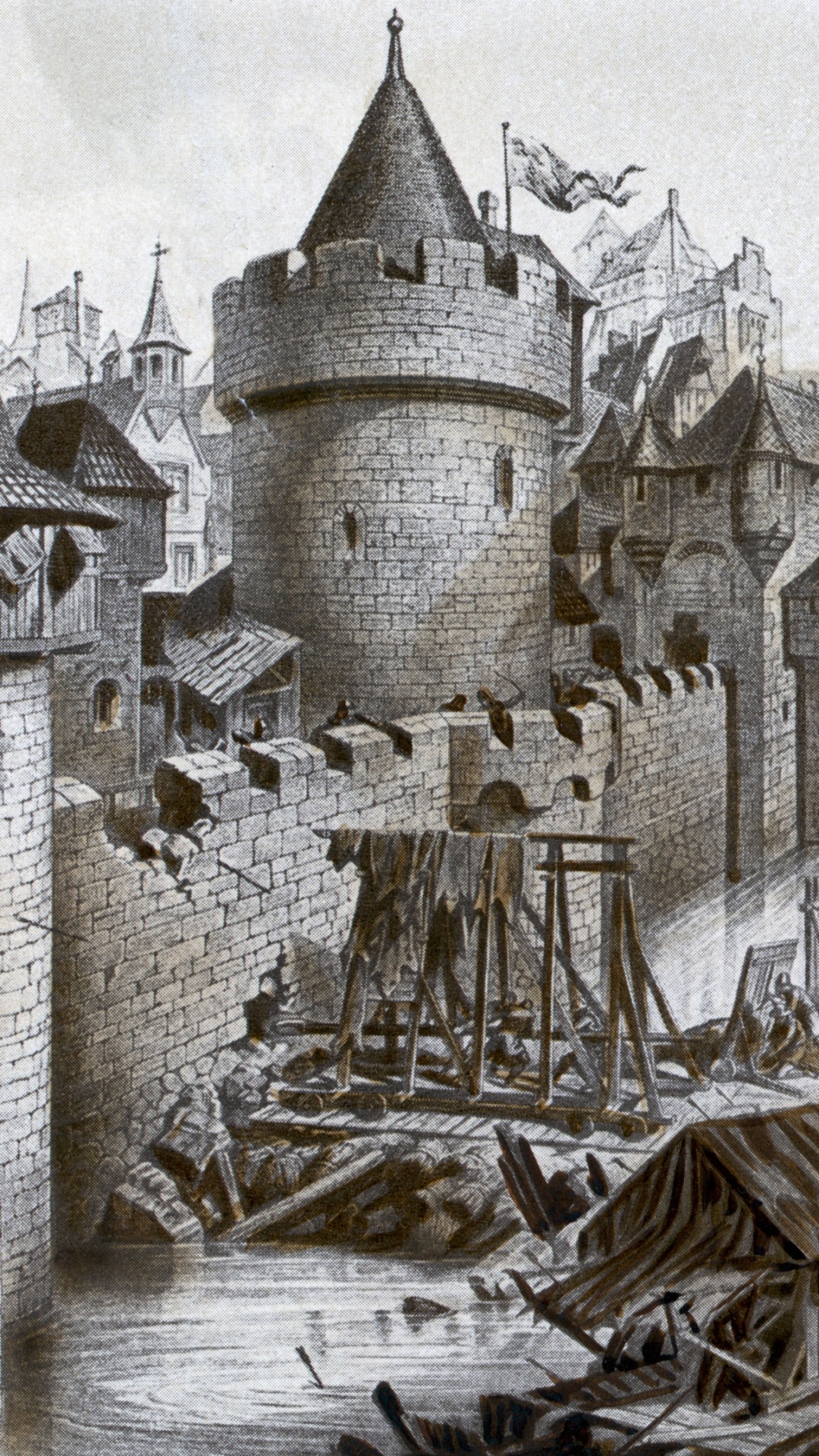 Gray Scale Photo of Castle. Wallpaper in 1080x1920 Resolution