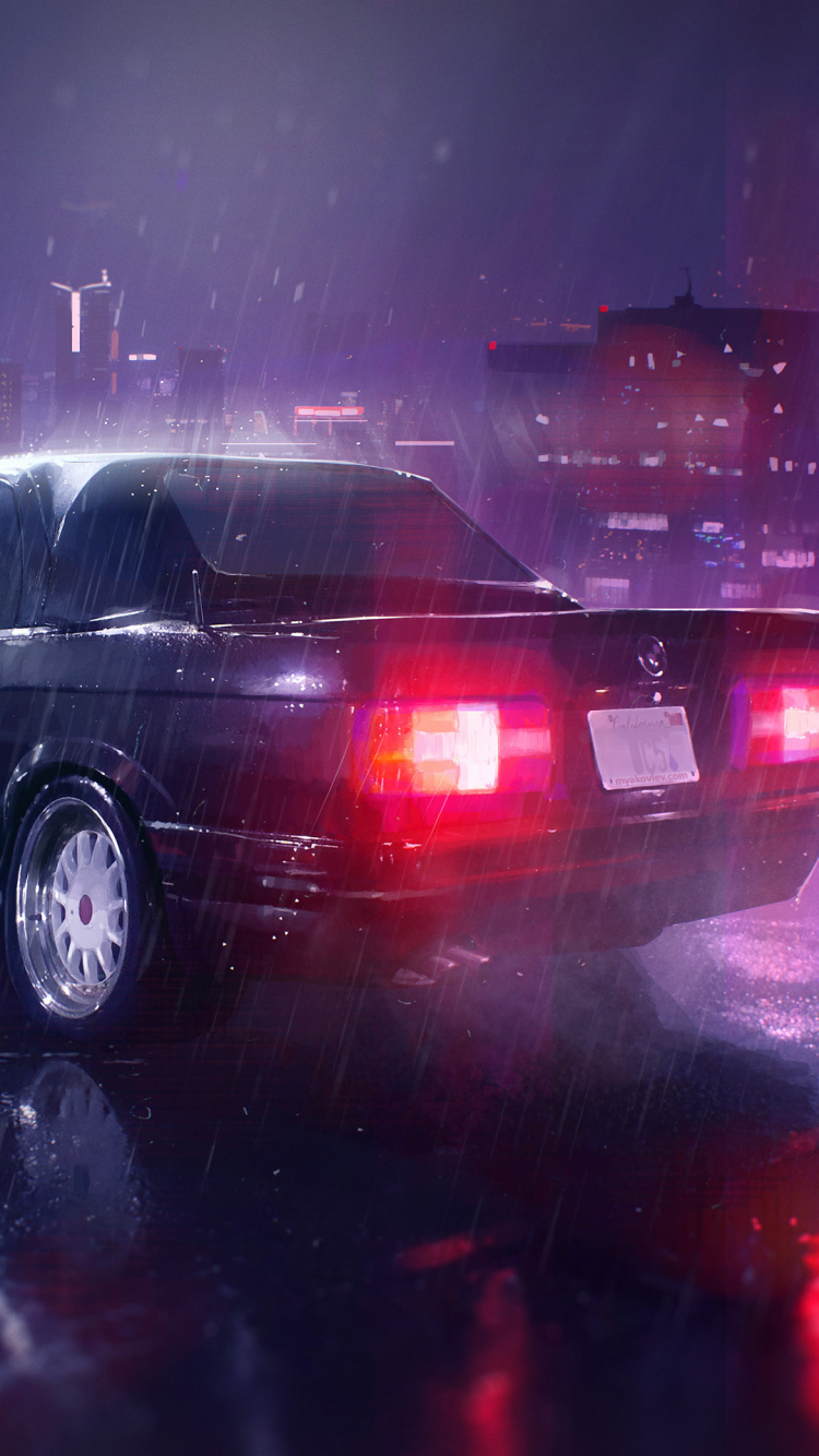 SUV Negro en la Carretera Durante la Noche. Wallpaper in 750x1334 Resolution