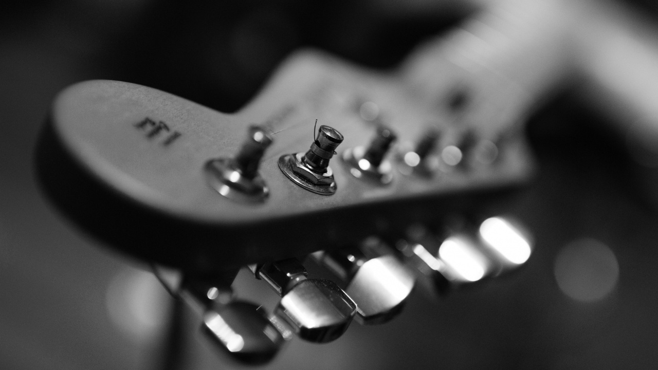 Guitarra, Guitarra Acústica, Instrumento Musical, Instrumentos de Cuerda Pulsada, Monocromo. Wallpaper in 1280x720 Resolution