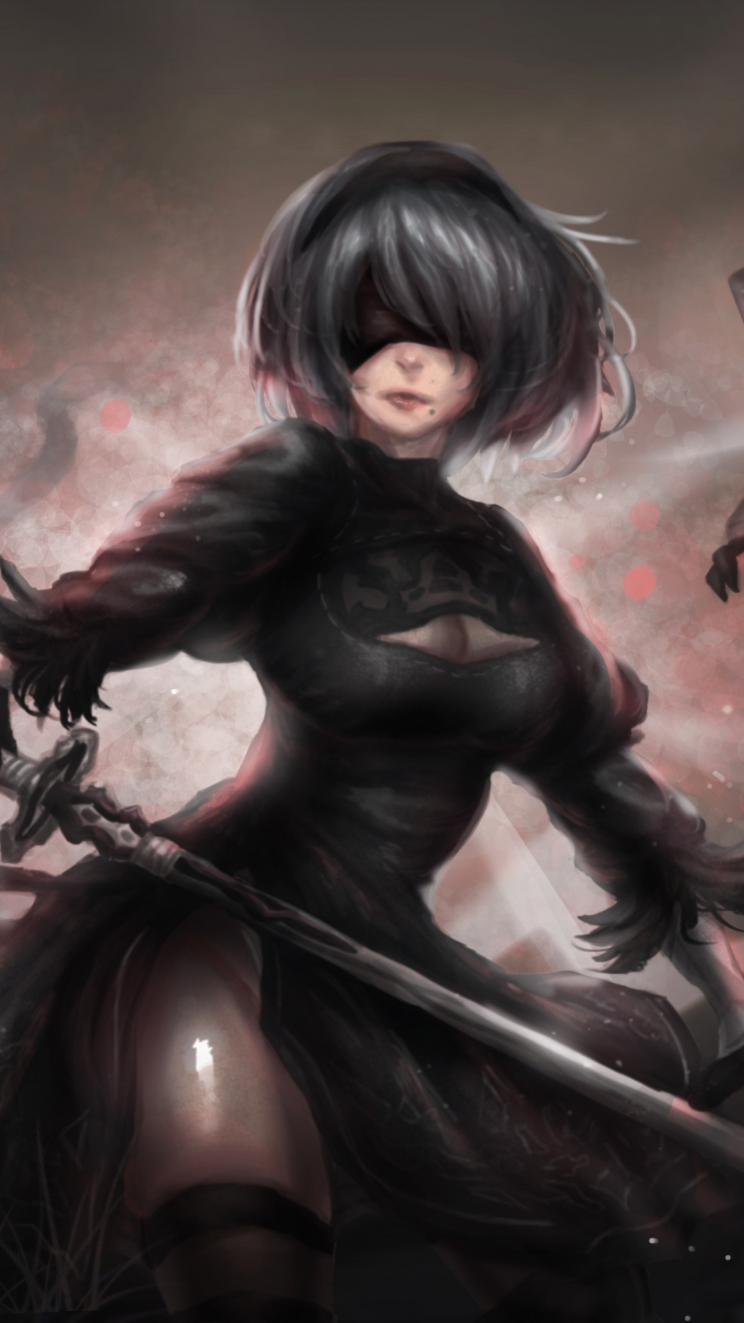 Mujer en Camisa de Manga Larga Negra Con Arma Negra. Wallpaper in 1080x1920 Resolution