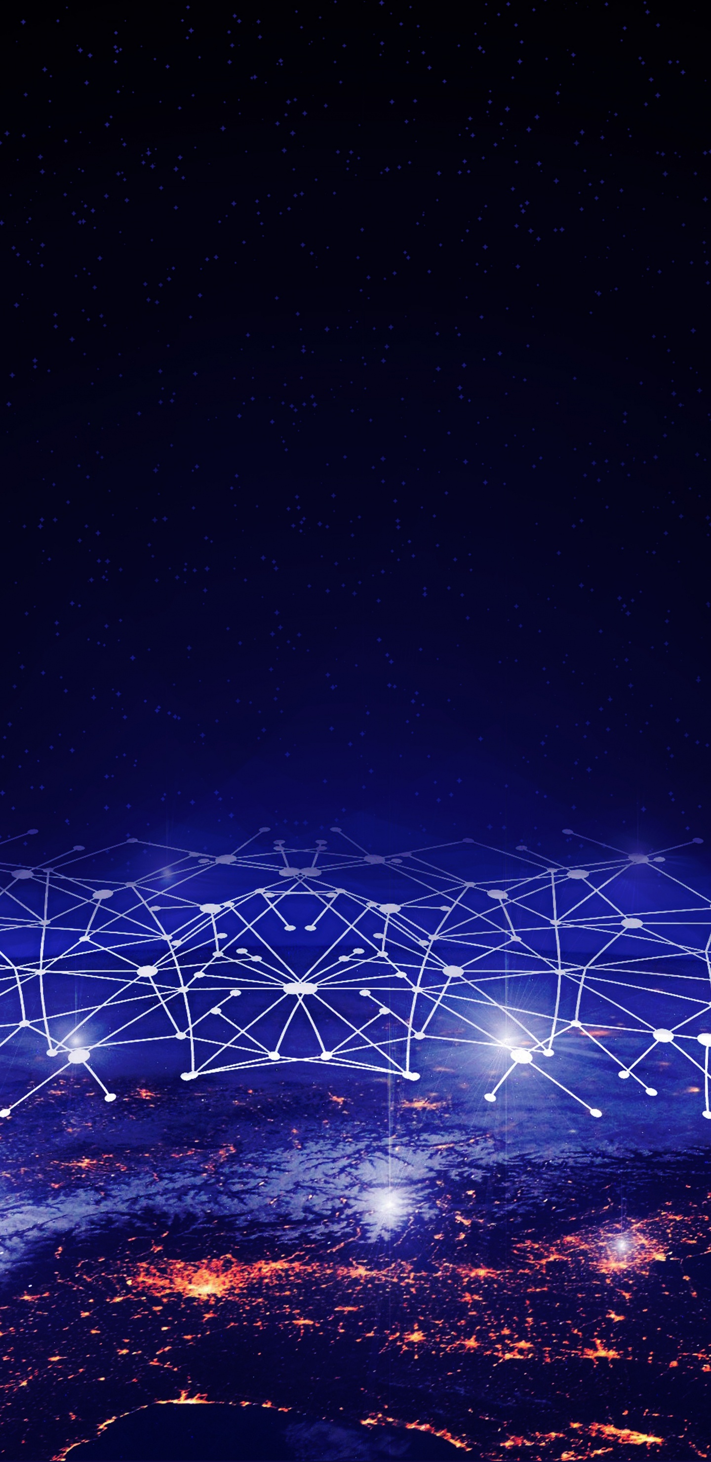 White and Purple String Lights During Night Time. Wallpaper in 1440x2960 Resolution