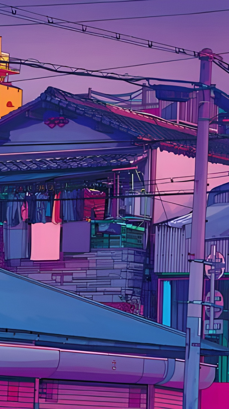 Anime, Ästhetik, Kunst, Gebäude, Fenster. Wallpaper in 750x1334 Resolution