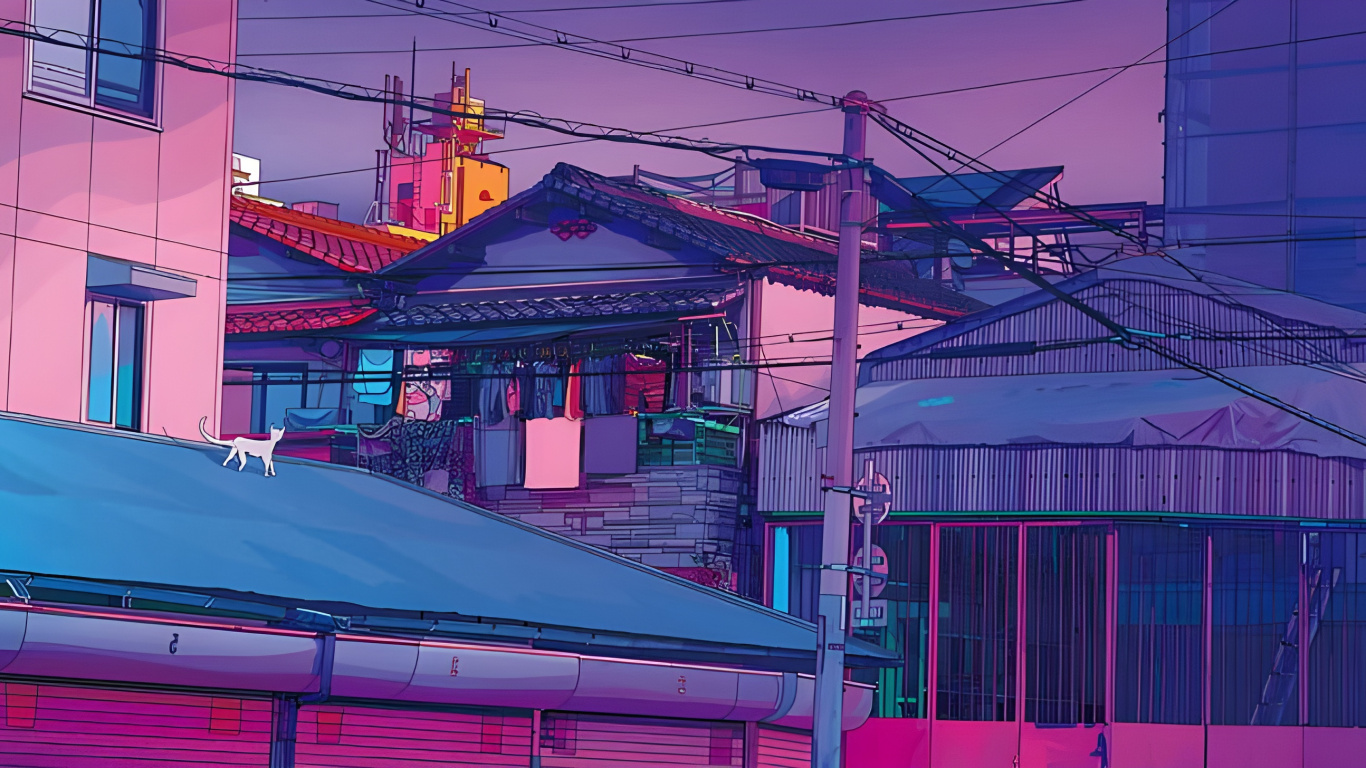 L'anime, Esthétique, Art, Bâtiment, Fenêtre. Wallpaper in 1366x768 Resolution