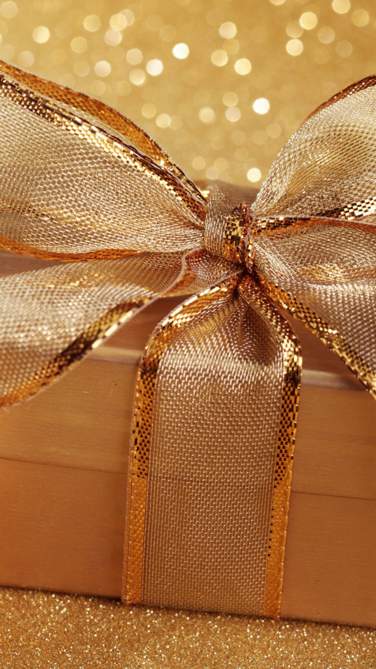 New Year, Christmas Day, Holiday, Ribbon, Present. Wallpaper in 750x1334 Resolution