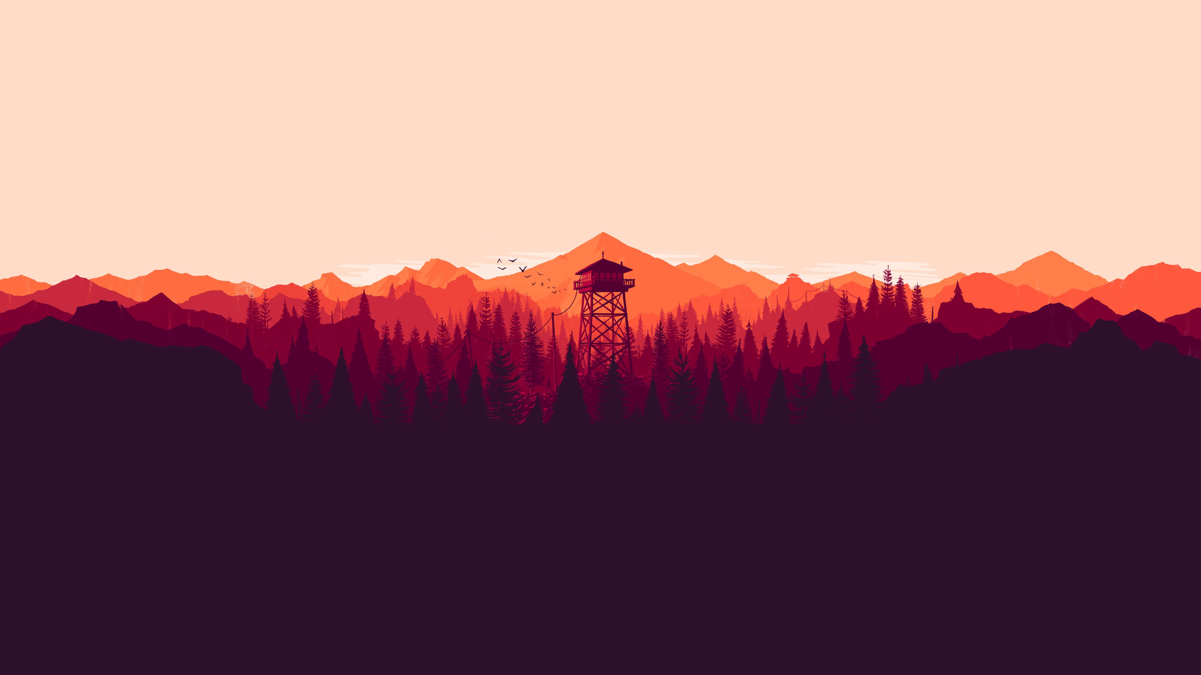 Firewatch, Las Formaciones Montañosas, Montaña, Naranja, Rojo. Wallpaper in 3840x2160 Resolution