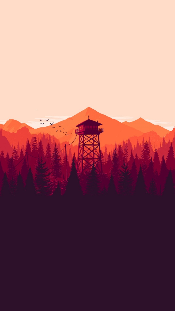 Firewatch, Las Formaciones Montañosas, Montaña, Naranja, Rojo. Wallpaper in 720x1280 Resolution