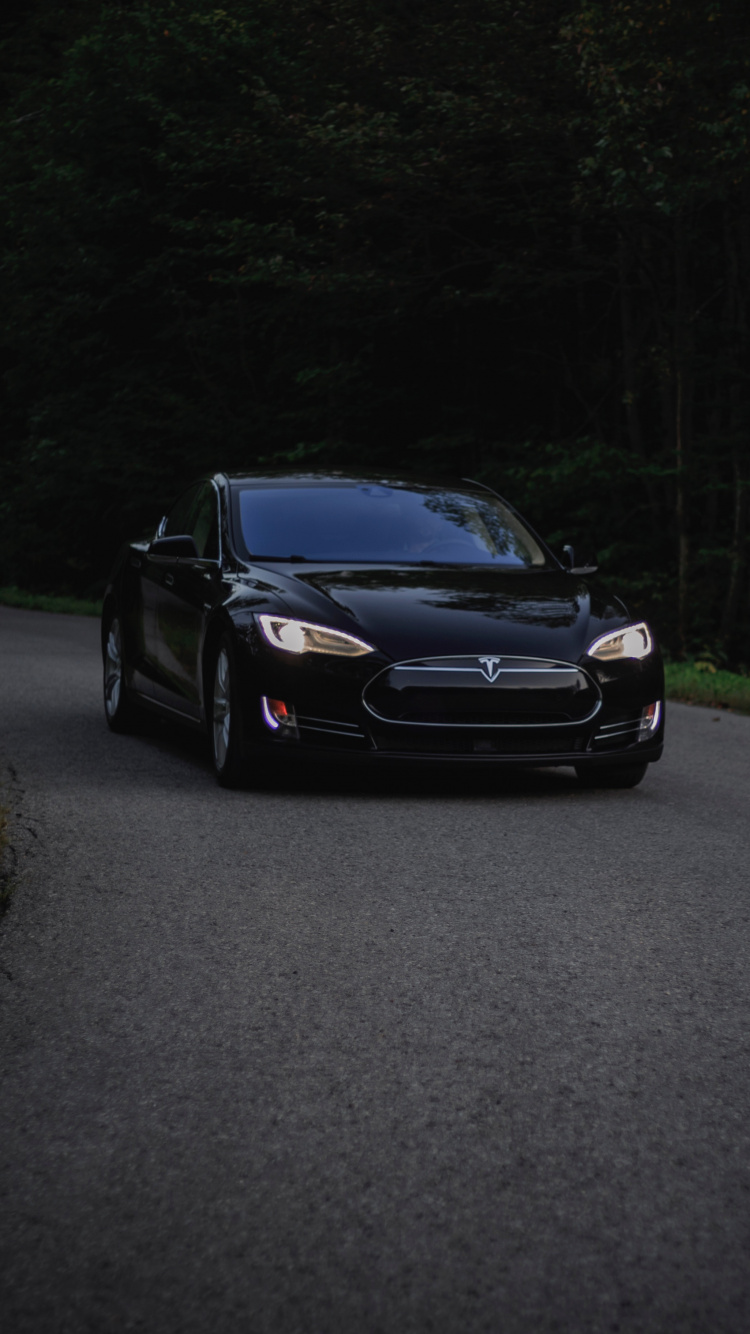 Black Car on Gray Asphalt Road. Wallpaper in 750x1334 Resolution