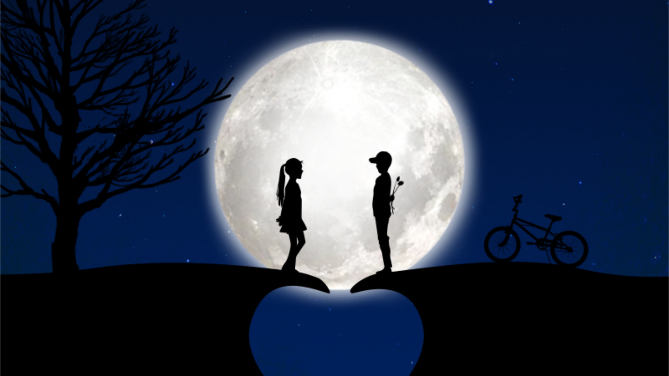 Moon, Light, Moonlight, Atmosphere, Night. Wallpaper in 1366x768 Resolution