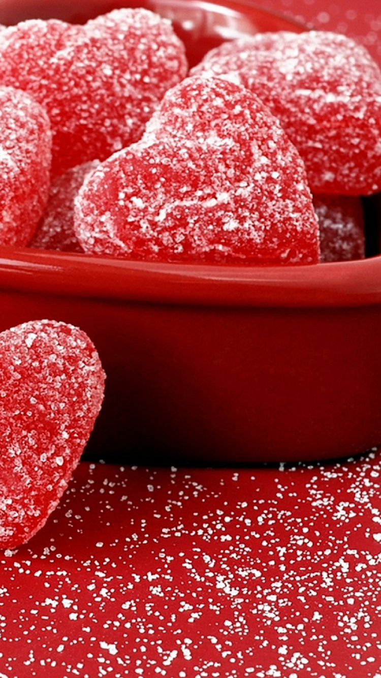 Heart, Food, Gumdrop, Valentines Day, Confectionery. Wallpaper in 750x1334 Resolution