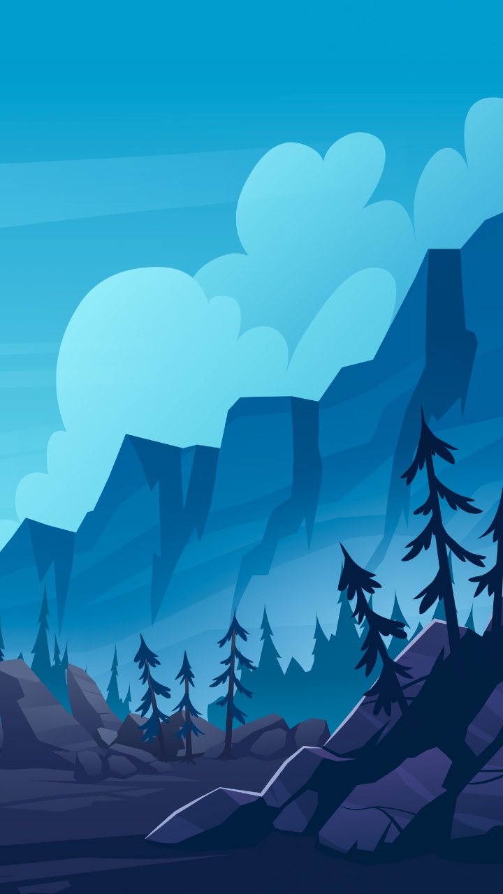 Mountain Animation, Vector Graphics, Mountain, Illustration, Nature. Wallpaper in 720x1280 Resolution