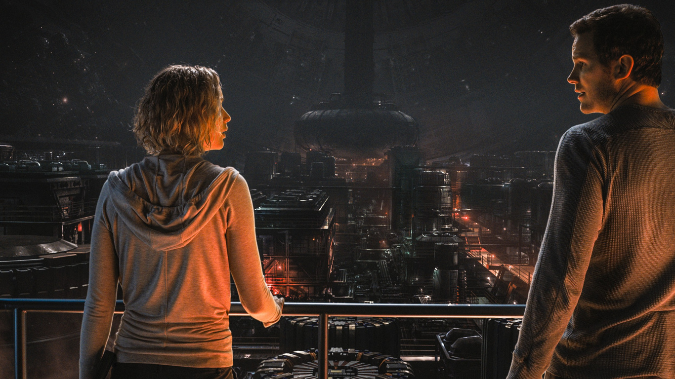 Mann im Grauen Langarmhemd Steht Neben Frau im Orangefarbenen Kleid. Wallpaper in 1366x768 Resolution