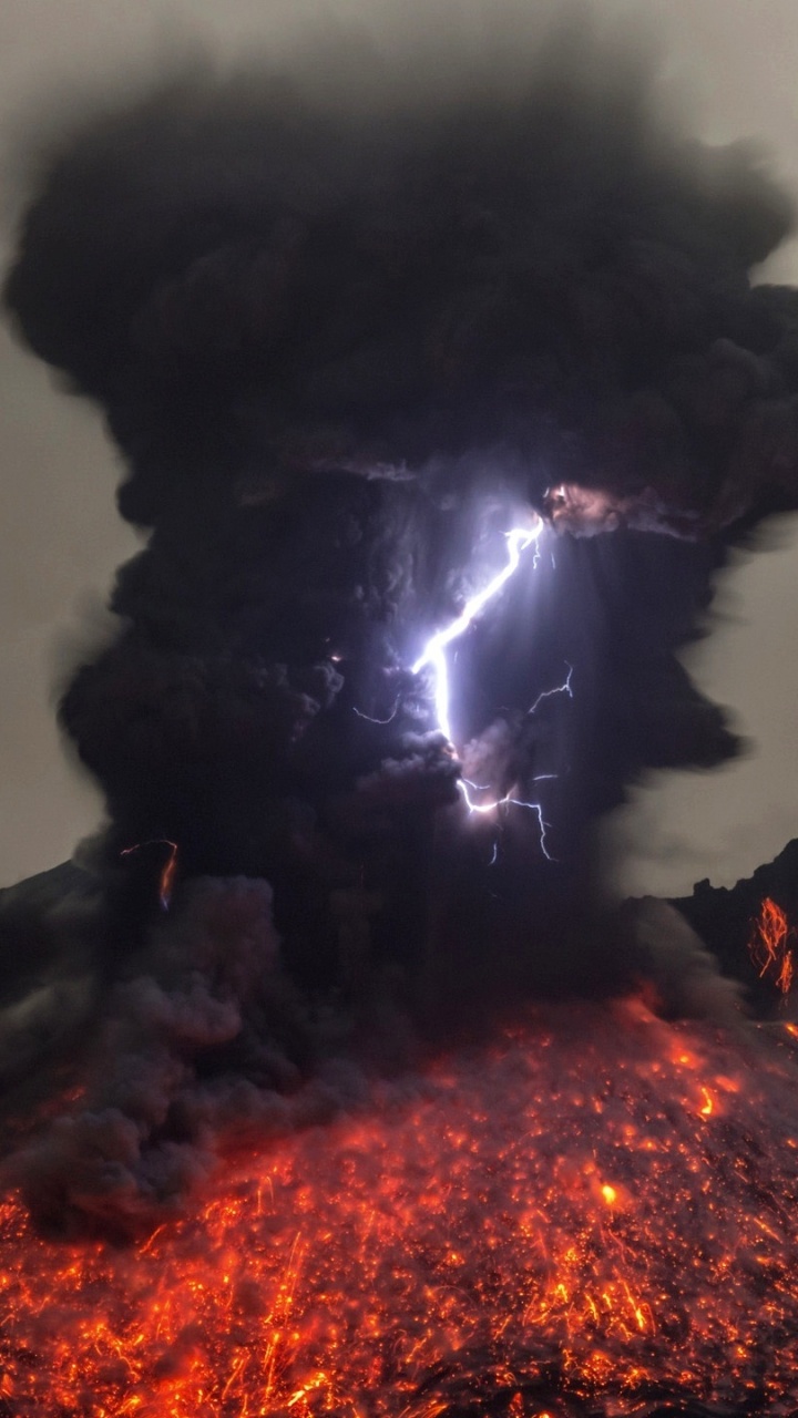 Black Smoke on Black and Brown Rock Formation. Wallpaper in 720x1280 Resolution