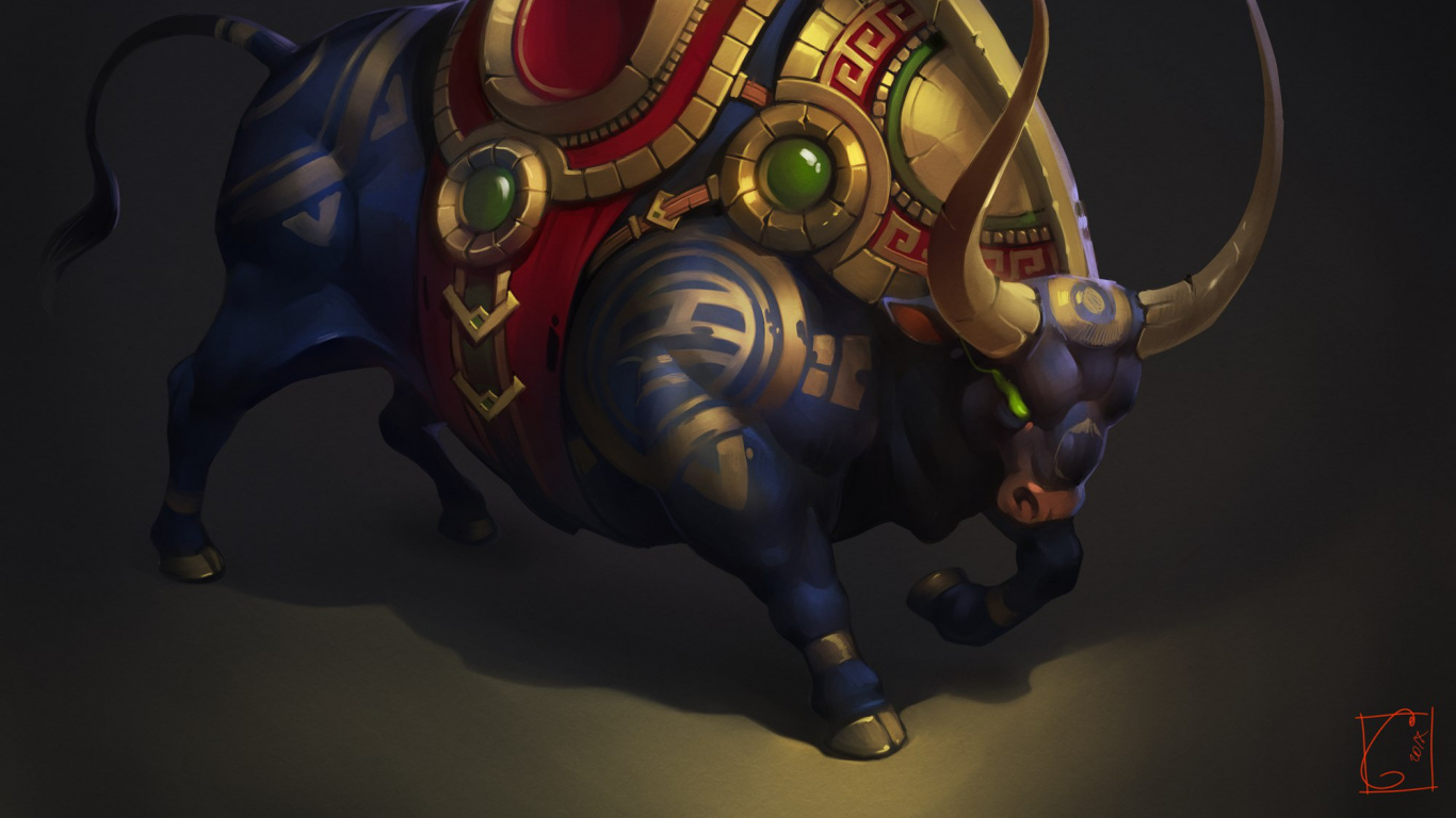 Figurine Éléphant Bleu Rouge et Jaune. Wallpaper in 1366x768 Resolution