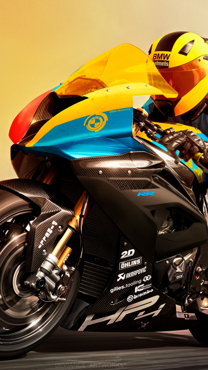 Man in Blue and Orange Motorcycle Suit Riding on Orange and Black Sports Bike. Wallpaper in 720x1280 Resolution