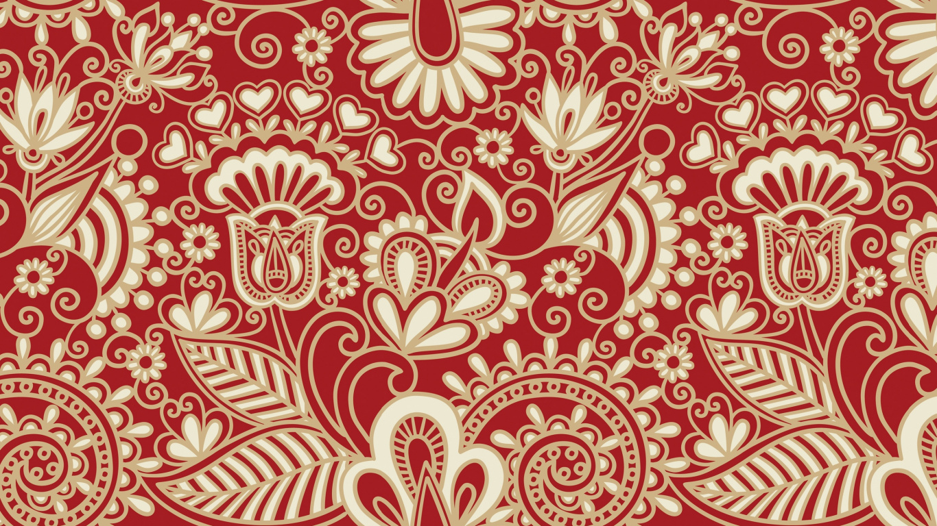 Red and White Floral Textile. Wallpaper in 1366x768 Resolution