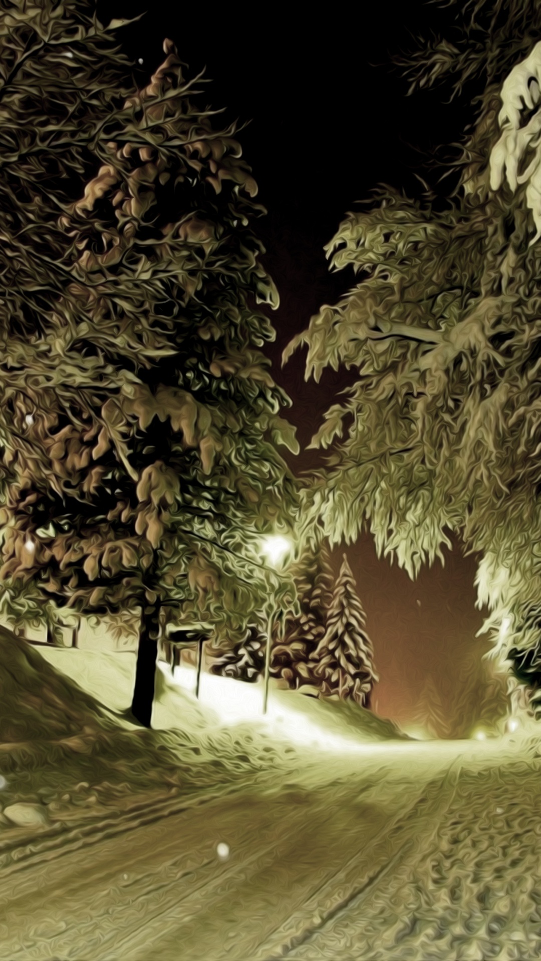 Schneebedeckte Straße Zwischen Bäumen Tagsüber. Wallpaper in 1080x1920 Resolution