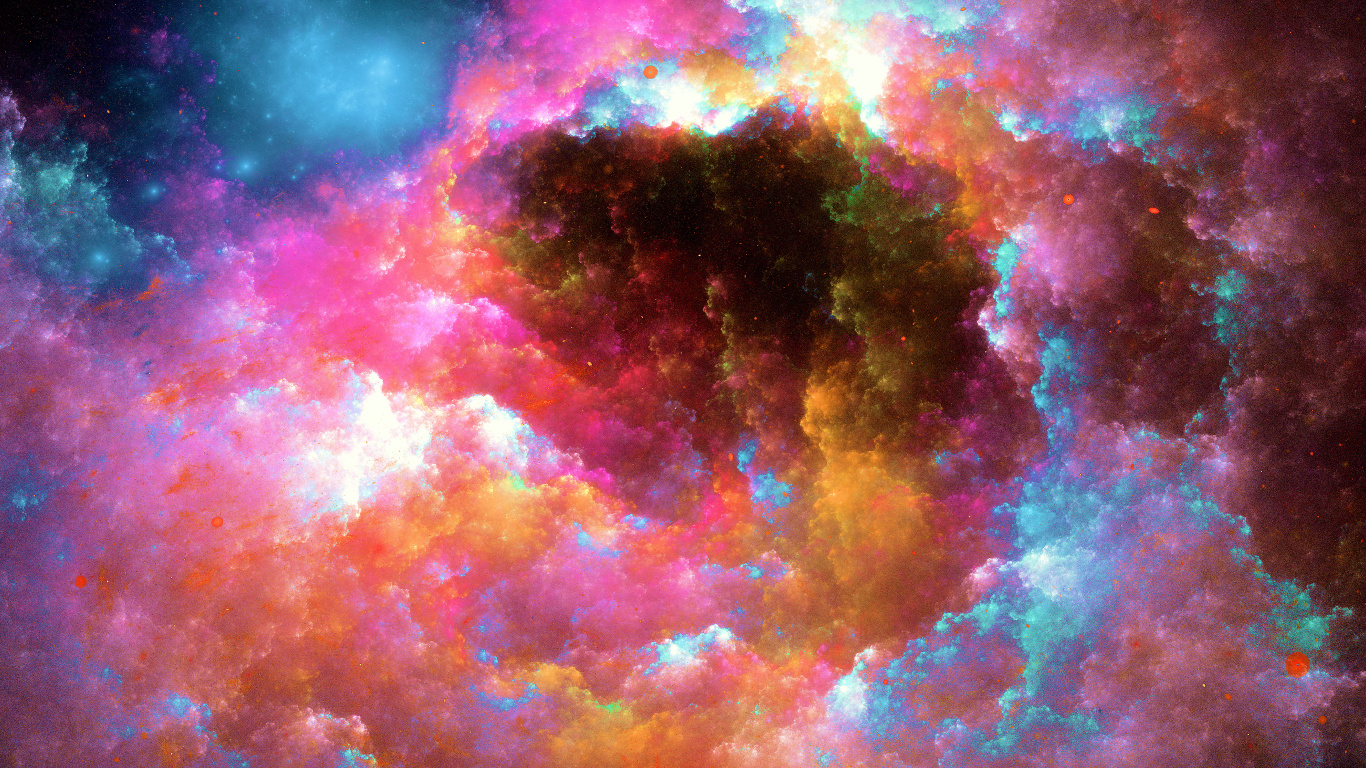 Red and Blue Clouds Painting. Wallpaper in 1366x768 Resolution