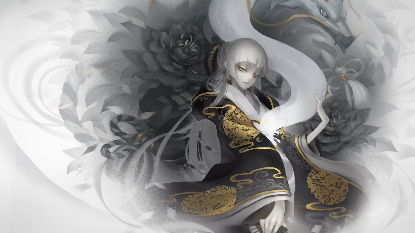 Figurine Femme en Robe Bleue et Or. Wallpaper in 1366x768 Resolution