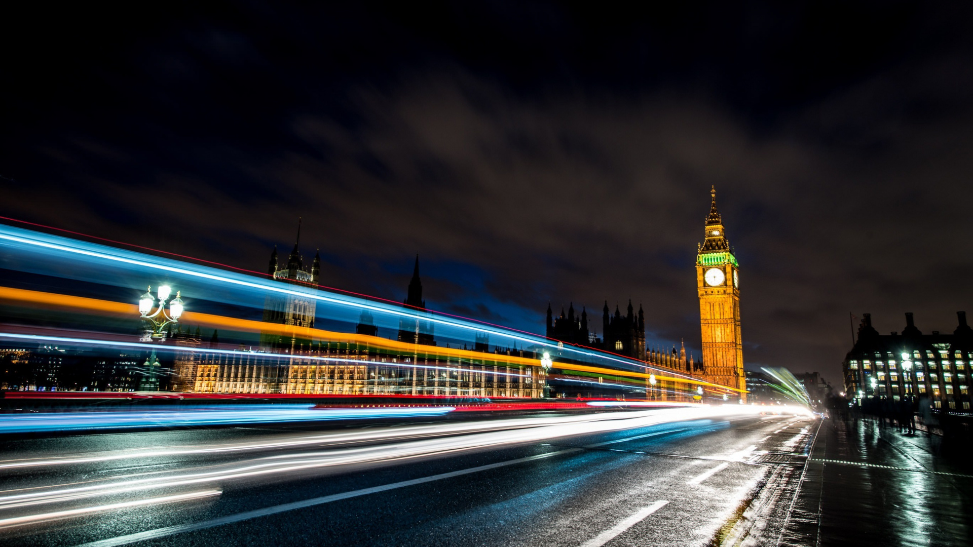 Time Lapse Photography of City Lights During Night Time. Wallpaper in 1920x1080 Resolution
