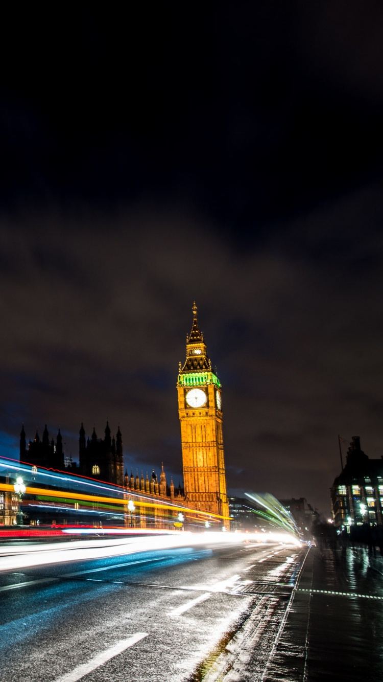 Time Lapse Photography of City Lights During Night Time. Wallpaper in 750x1334 Resolution