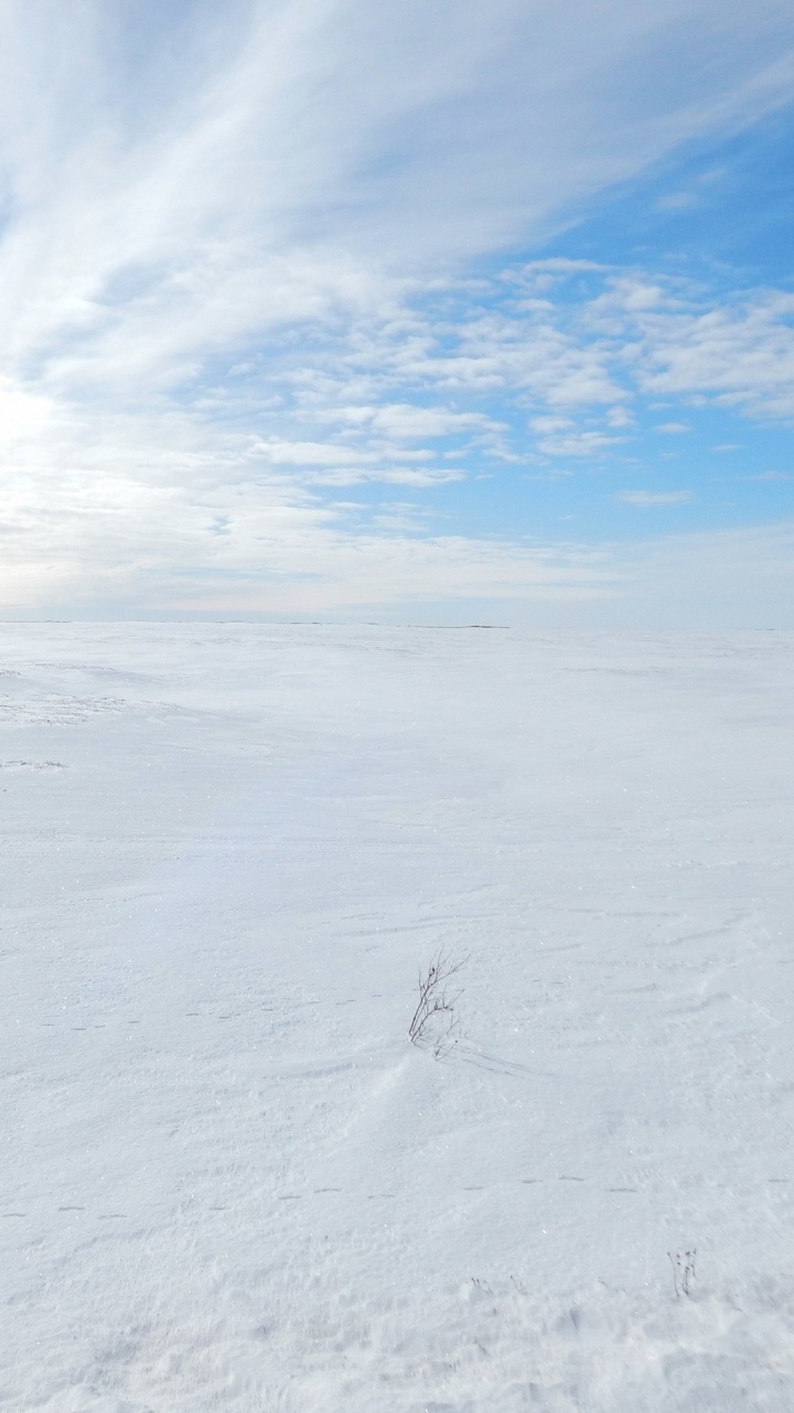 White Snow Covered Field Under Blue and White Cloudy Sky During Daytime. Wallpaper in 720x1280 Resolution