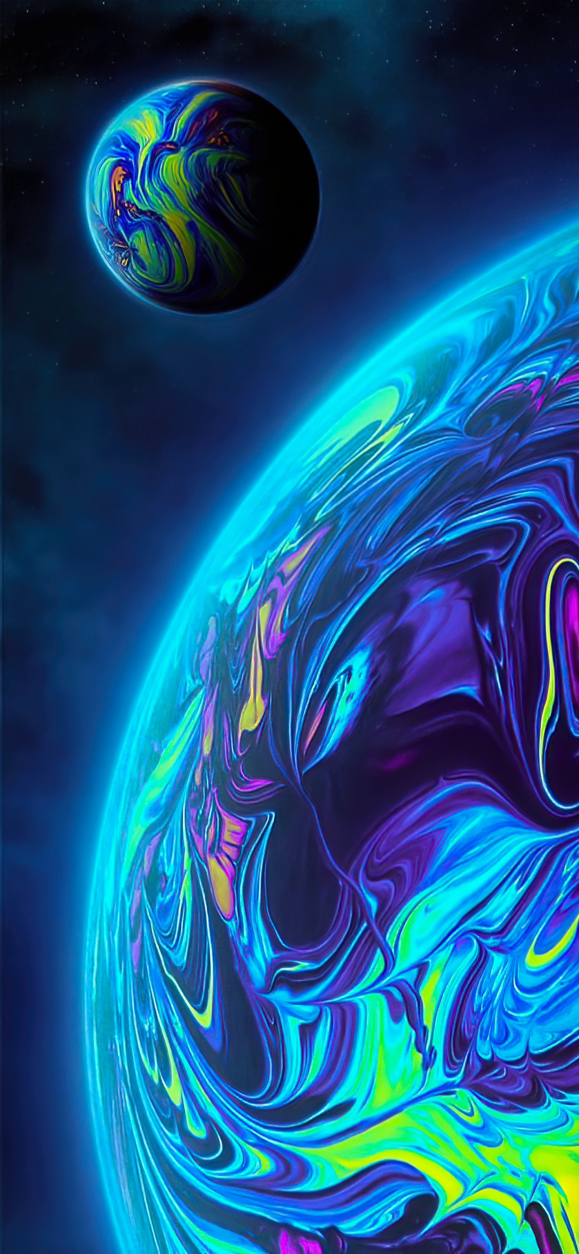 Android, Light, Green, Azure, Blue. Wallpaper in 1125x2436 Resolution
