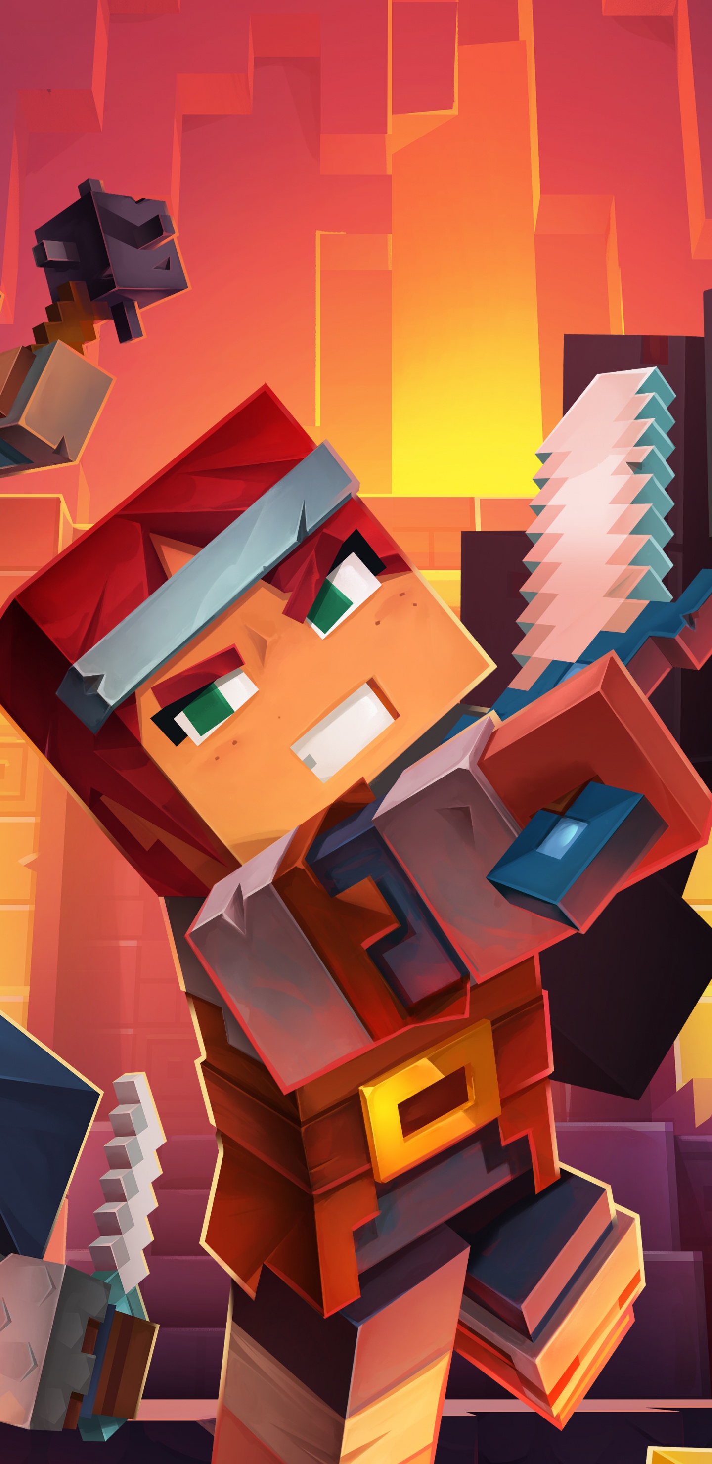 Dungeon Crawl, Mazmorras de Minecraft, Juego de Aventura, Animación, Minecraft. Wallpaper in 1440x2960 Resolution