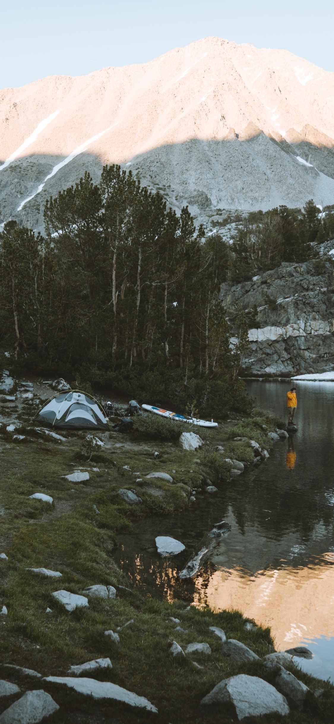 Reflection, Water, Mountain, Wilderness, Lake. Wallpaper in 1125x2436 Resolution