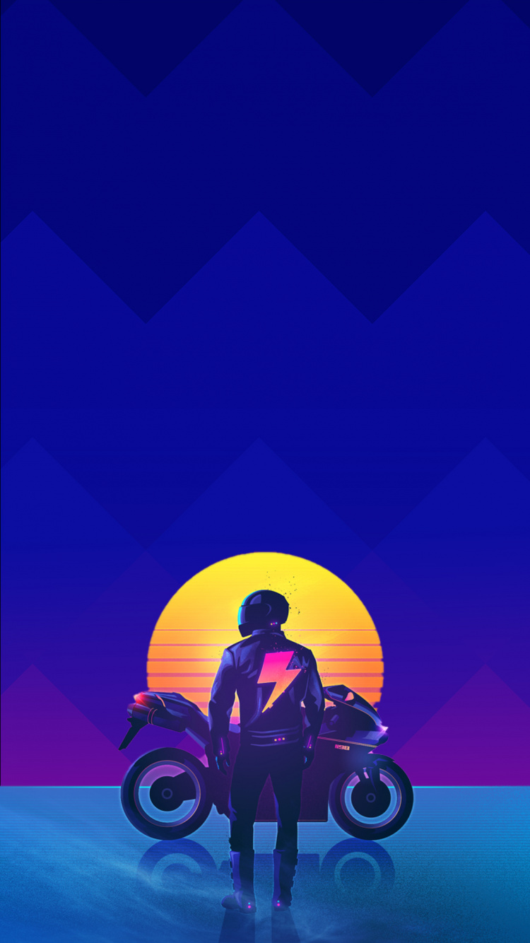 Cyberpunk, Vaporwave, Android, Téléphone, Automobile Pneu. Wallpaper in 750x1334 Resolution