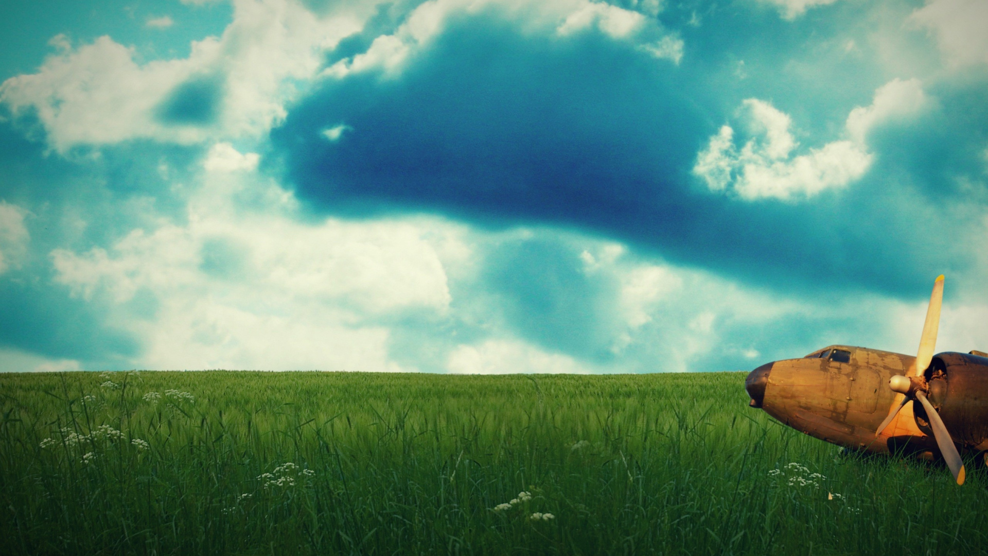Green Grass Field Under Blue Sky and White Clouds During Daytime. Wallpaper in 1920x1080 Resolution