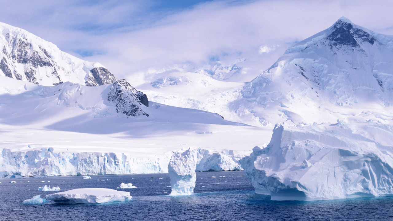 极地冰盖, 冰山, 北极, 北冰洋, 冰帽 壁纸 1280x720 允许