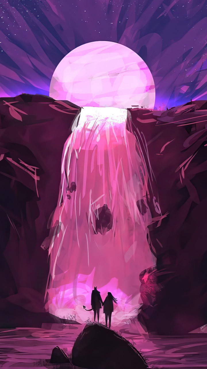 Cascade Magique Esthétique, Art, Cascade, Dessin, Illustration. Wallpaper in 720x1280 Resolution