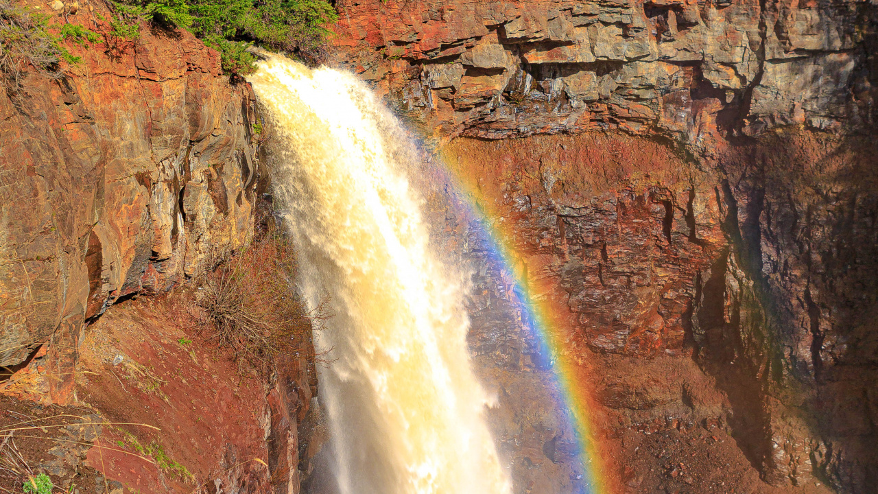 Cascade, Tablet, Rainbow, Eau, Paysage Naturel. Wallpaper in 1280x720 Resolution