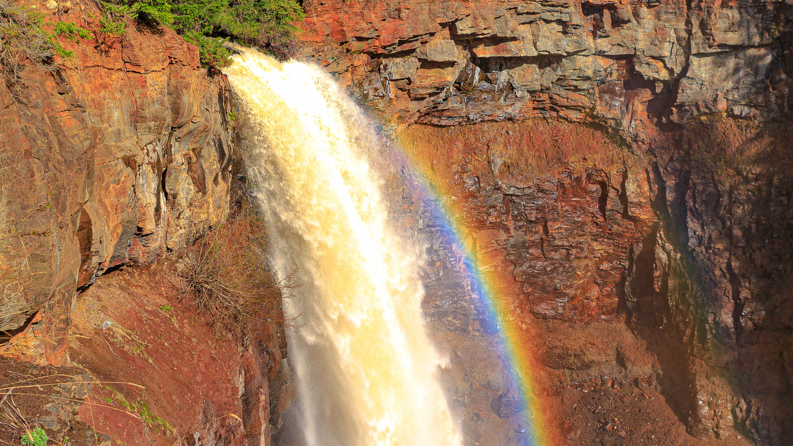 Cascade, Tablet, Rainbow, Eau, Paysage Naturel. Wallpaper in 2560x1440 Resolution