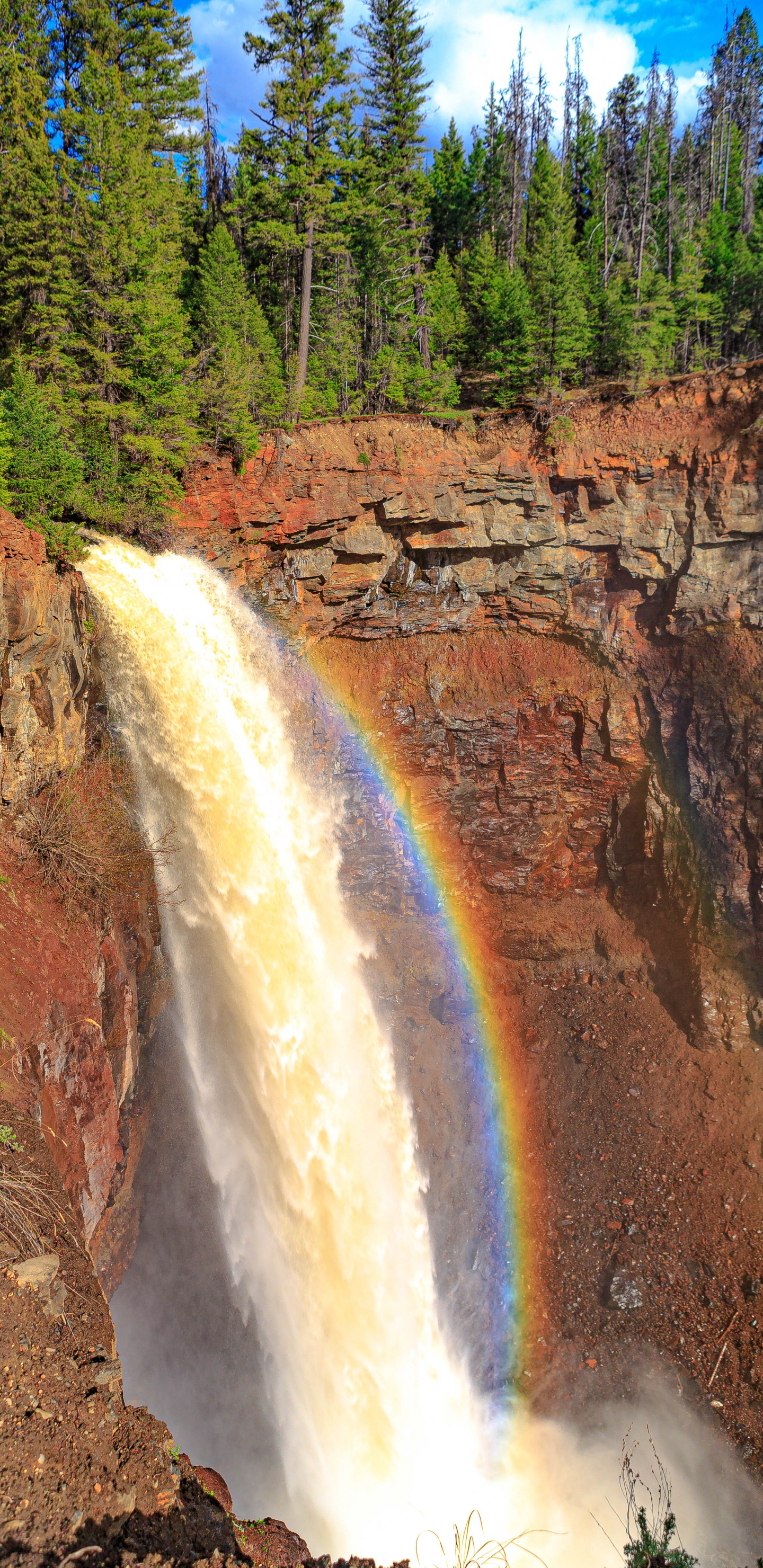 Wasserfall, Tablet, Regenbogen, Wasser, Naturlandschaft. Wallpaper in 1440x2960 Resolution