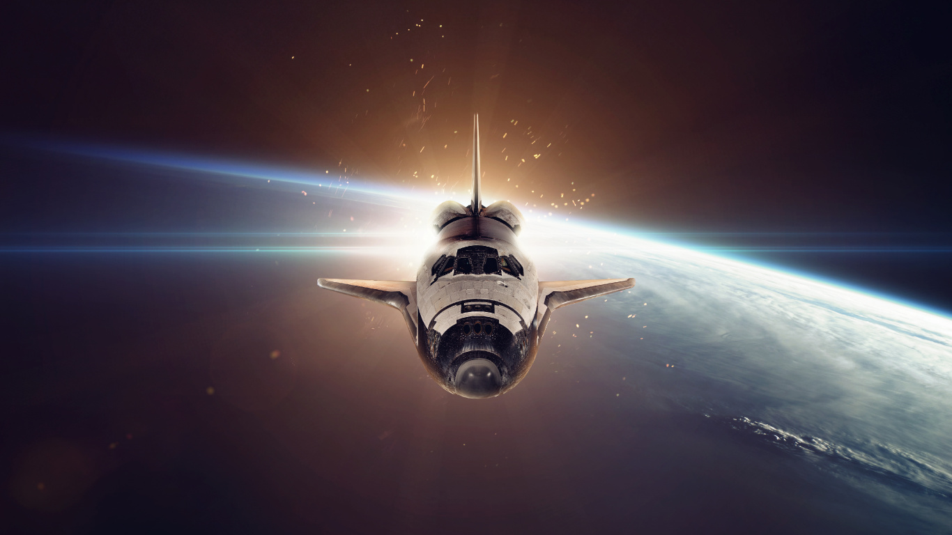 Vaisseau Spatial Blanc et Noir. Wallpaper in 1366x768 Resolution