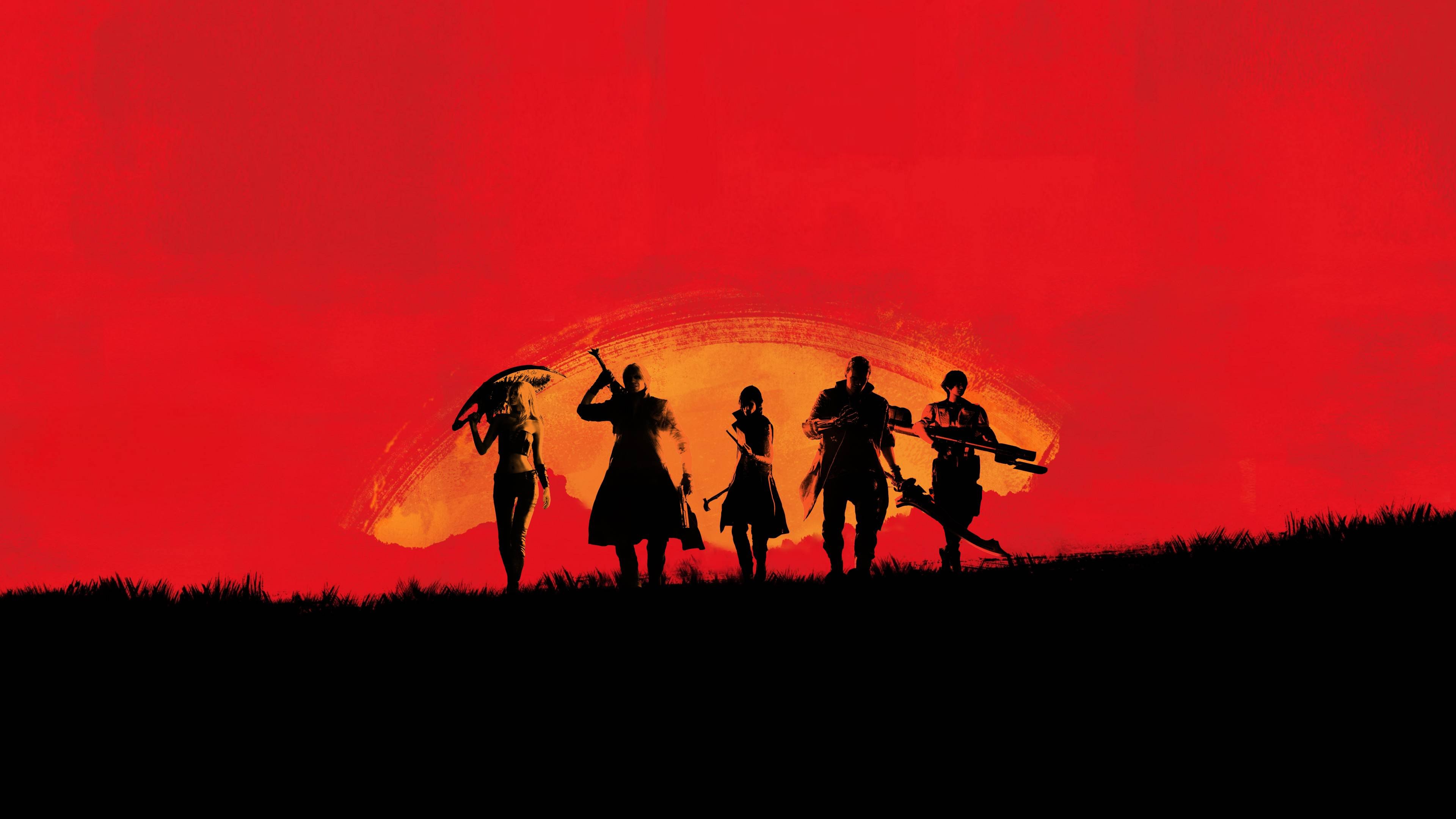 Red Dead Redemption 2, Red Dead Redemption, Devil May Cry 5, Red, Silhouette. Wallpaper in 3840x2160 Resolution