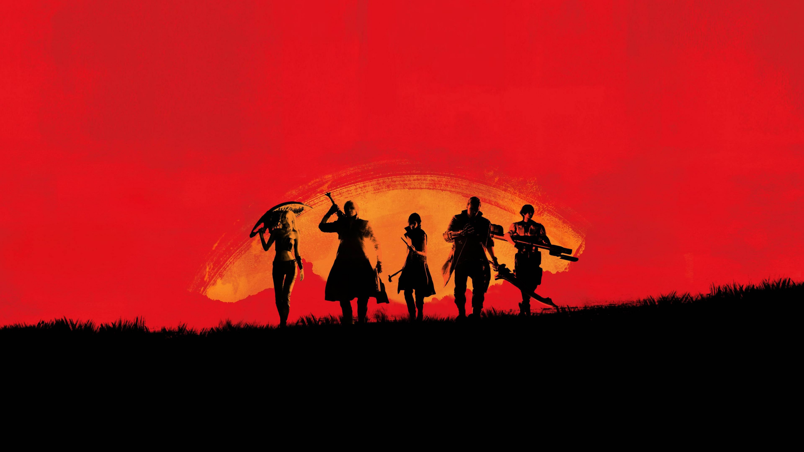 Red Dead Redemption 2, Red Dead Redemption, Devil May Cry 5, Silhouette, Sonnenuntergang. Wallpaper in 2560x1440 Resolution