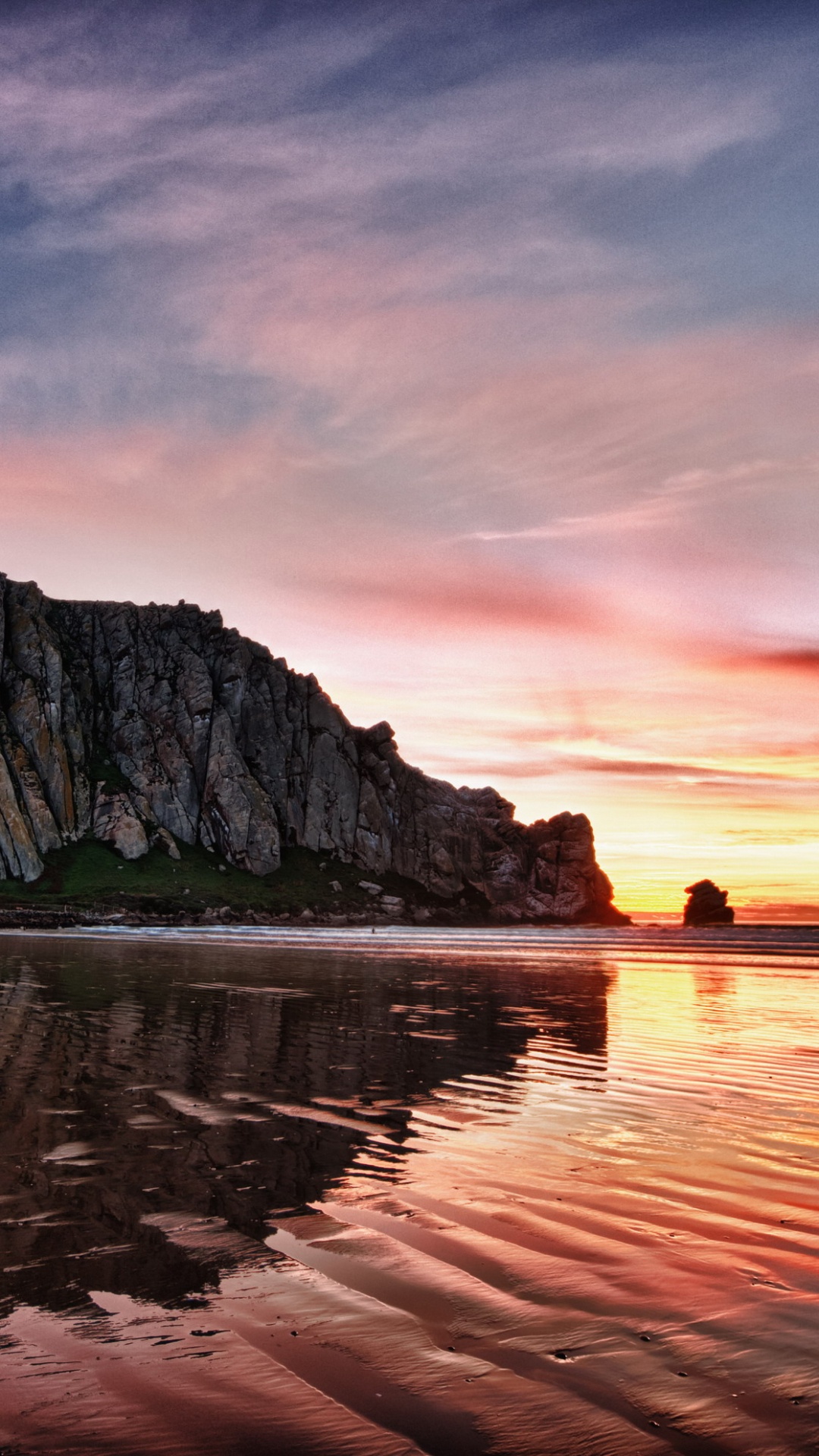 Brown and Gray Rock Formation on Body of Water During Sunset. Wallpaper in 1080x1920 Resolution