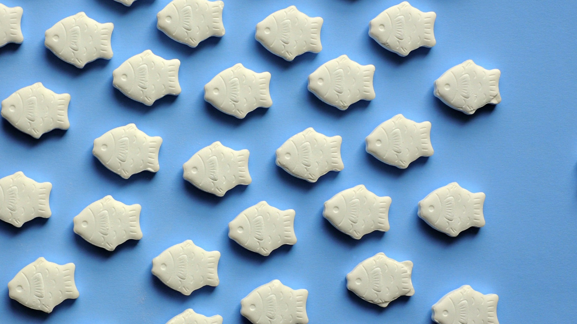 White Ice Cubes on Blue Textile. Wallpaper in 1920x1080 Resolution