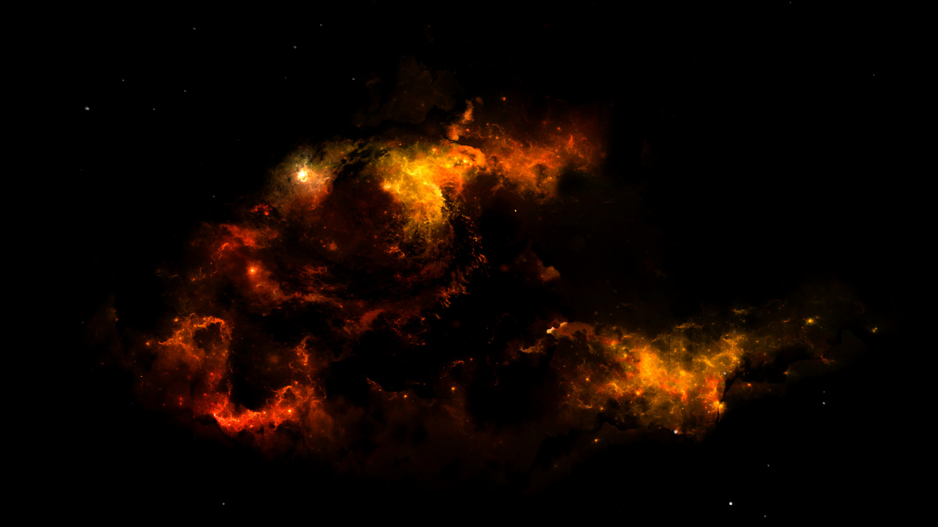 Nuages Orange et Noirs Pendant la Nuit. Wallpaper in 1366x768 Resolution