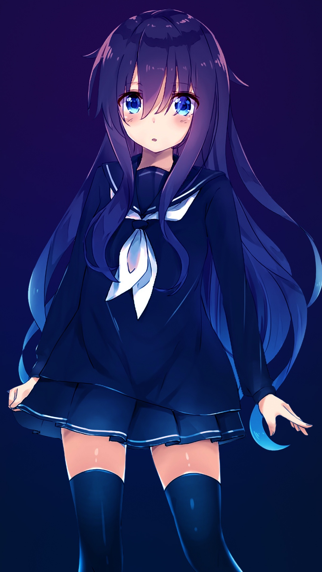 Femme en Bleu Chemise à Manches Longues Personnage Anime. Wallpaper in 1080x1920 Resolution