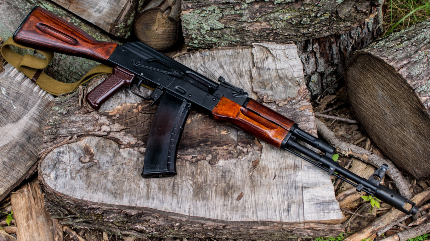 Ak-74, Stock, Gun, Firearm, Rifle. Wallpaper in 1366x768 Resolution