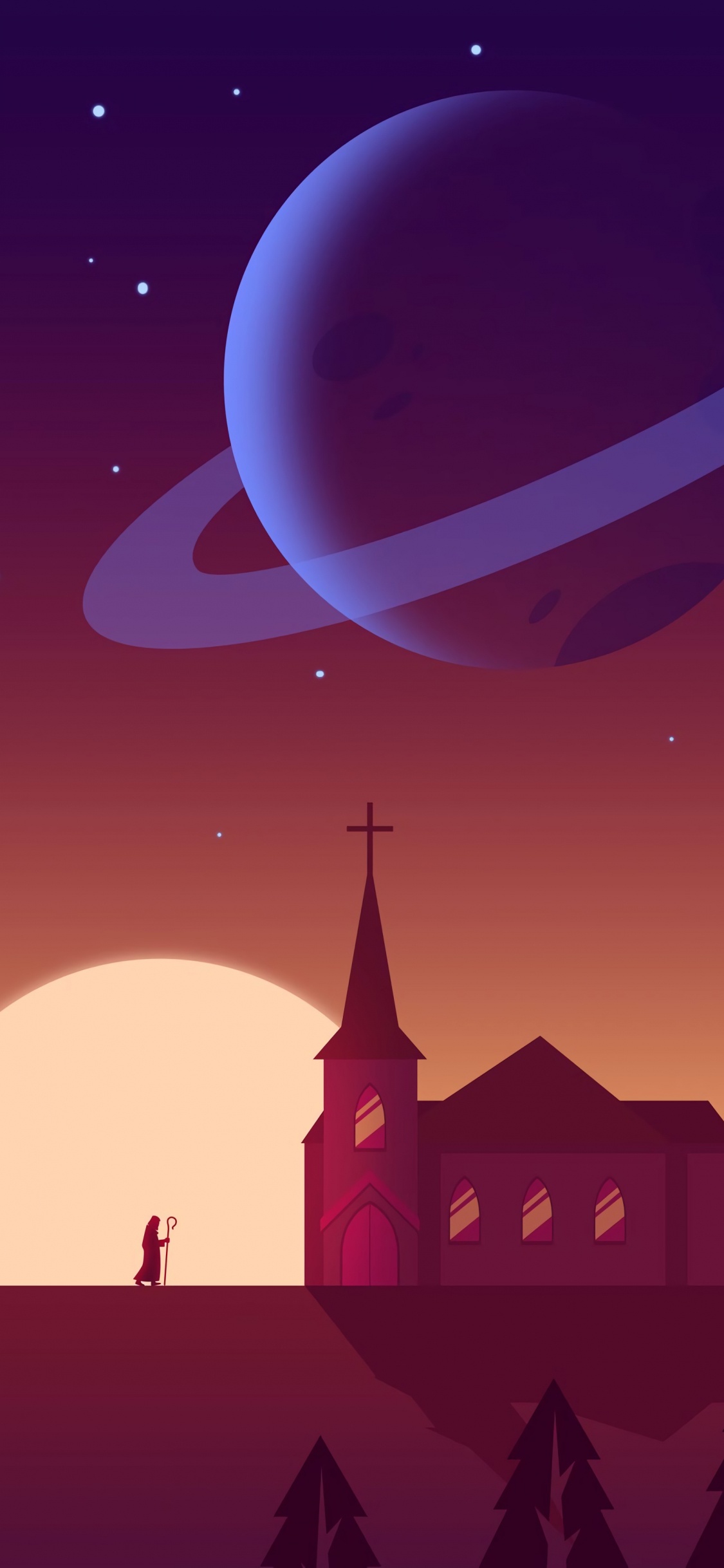 剪影, 光, 月亮, 气氛, 天文学对象 壁纸 1125x2436 允许