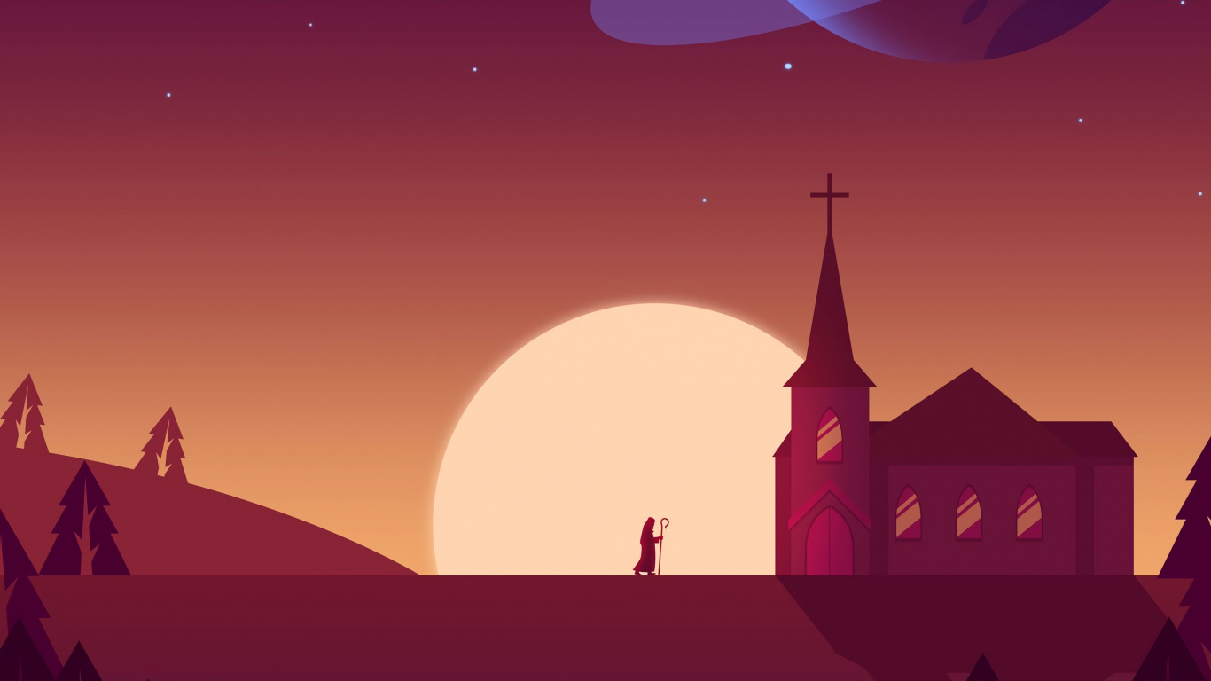 剪影, 光, 月亮, 气氛, 天文学对象 壁纸 1366x768 允许