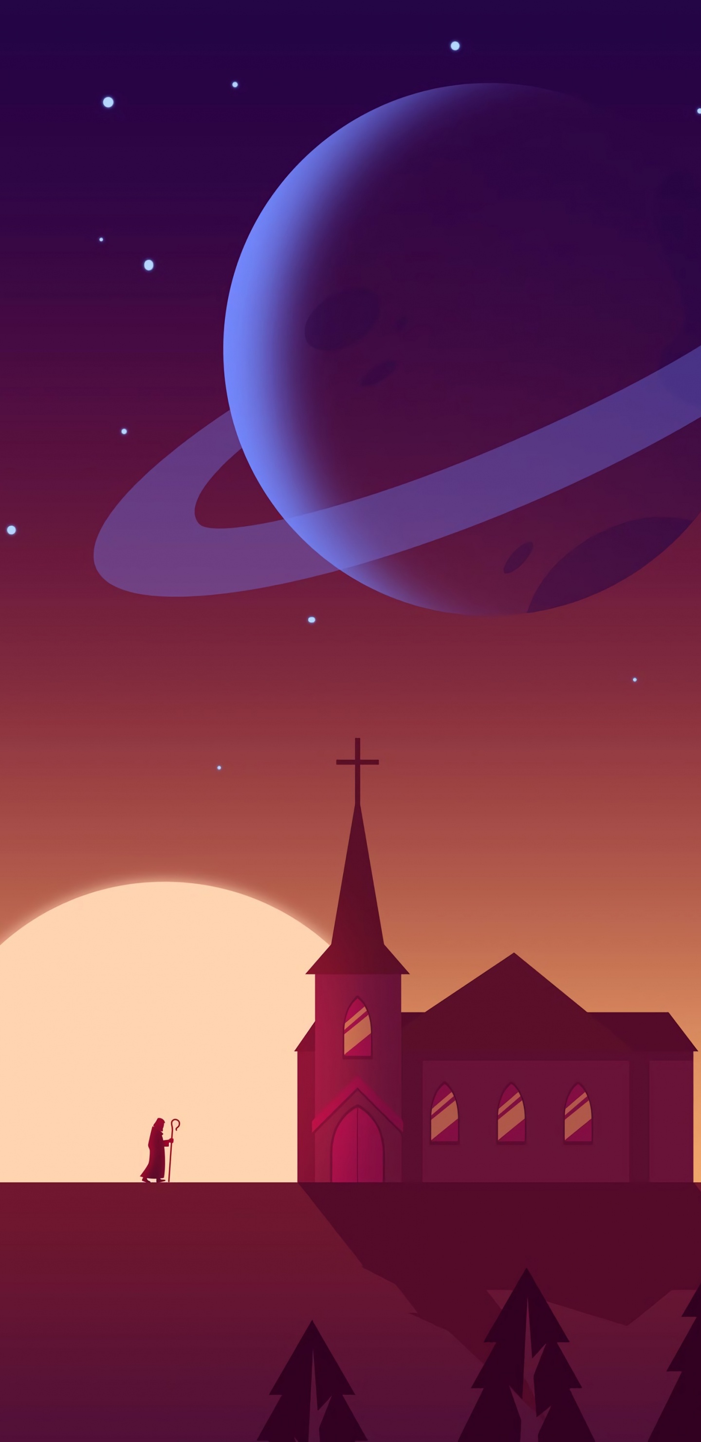 剪影, 光, 月亮, 气氛, 天文学对象 壁纸 1440x2960 允许