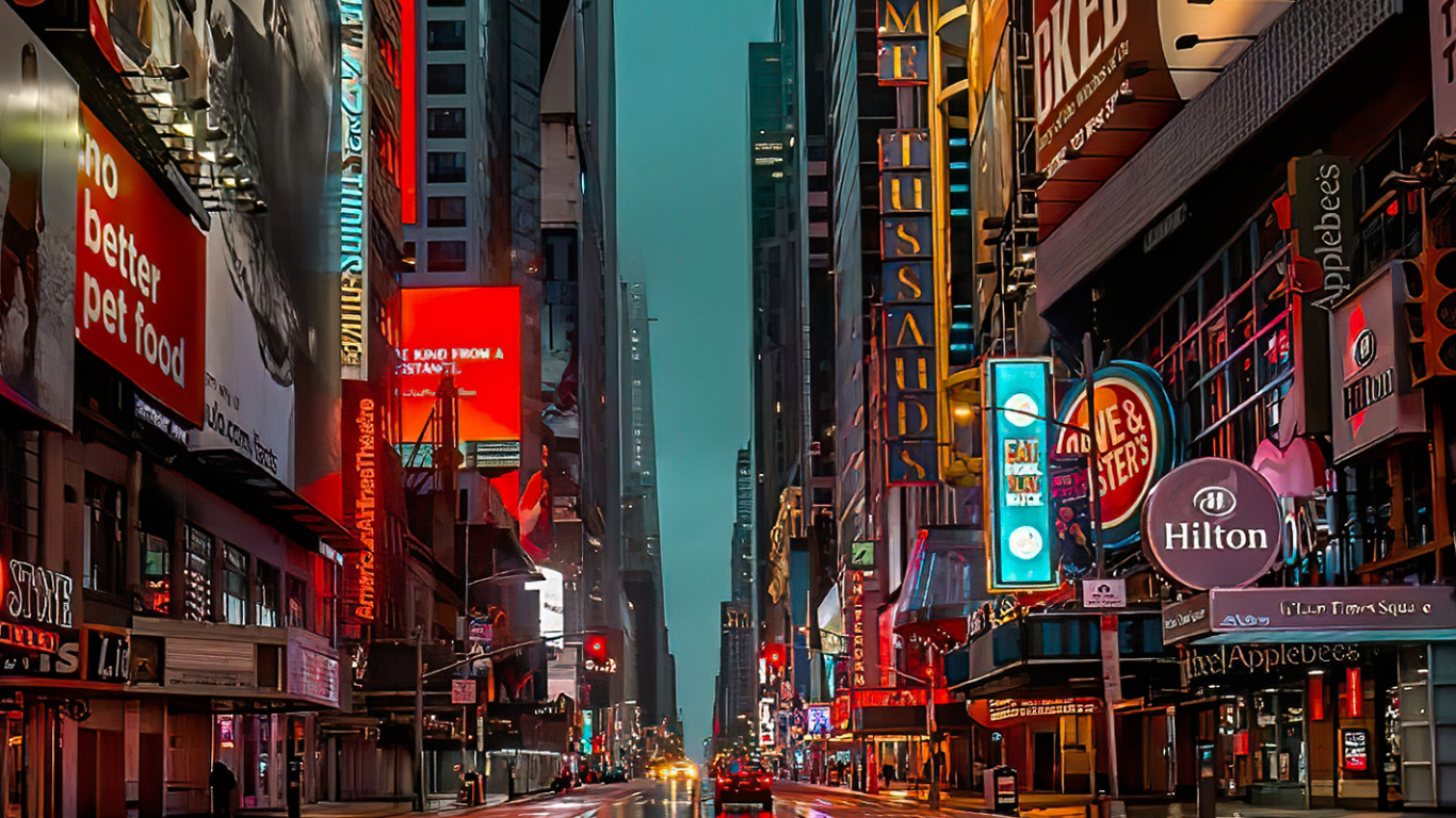 Zone Urbaine, Cyberpunk, Gratte-ciel, Art, Paysage Urbain. Wallpaper in 1366x768 Resolution